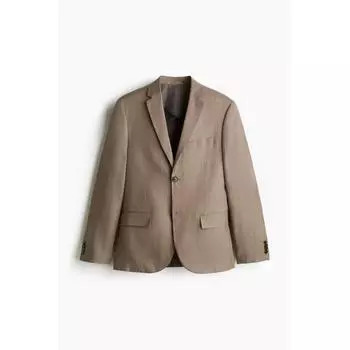 Льняная куртка HM Slim Fit, темно-бежевый цвет 42