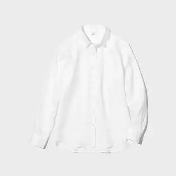 Льняная рубашка премиум-класса UNIQLO с длинным рукавом