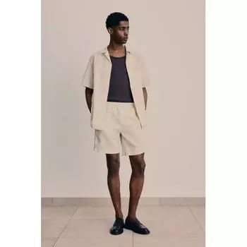 Льняные шорты HM Regular Fit Светло-бежевые