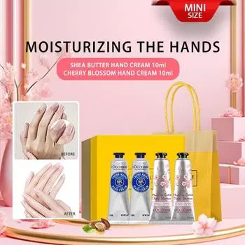 L Occitane en Provence Мини-набор кремов для рук из 4 предметов 10 мл*4(Масло ши, миндаль, цветки вишни. Знаковые ароматы)Увлажняющие кремы для рук для всех типов кожи MINI SIZE