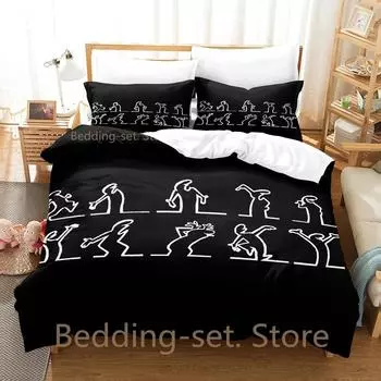 La Linea The Line Osvaldo Cavandoli Bedding Set Single Twin Full Queen King Size Bed Set Menwomen Bedroom Duvetcover Sets 70x133cm 2pcs