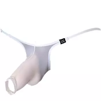 La Opening design on the front Open Front Elephant Half Back Briefs Underwear Sexy Innerwear Pants White White [Heureux Joie] T-back Men s Men s (JP,