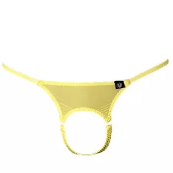 La Opening Design Open Front Pants Sexy Lingerie Inner Underwear [Heureux Joie] T-back Men s Men s (JP, Alphabet, L, YELLOW)