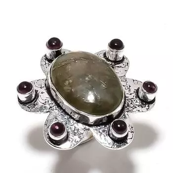 Labradorite, Amethyst Gemstone Handmade 925 Sterling Silver Ring Size 9 w9l05