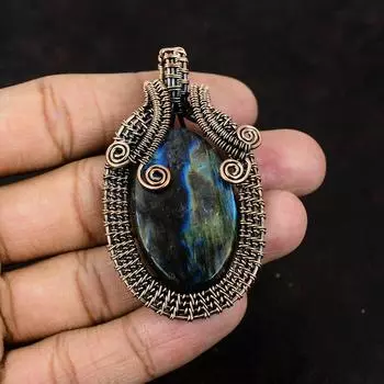 Labradorite Copper Pendant Copper Wire Wrapped Gemstone Pendant Handmade Unique Jewelry Gift For Her Labradorite Copper Jewelry Wedding Gift