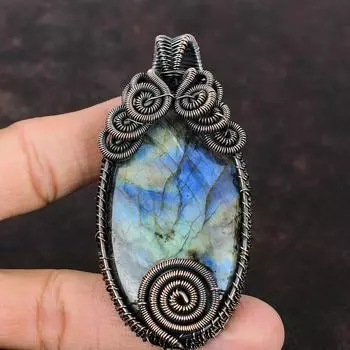 Labradorite Copper Pendant Copper Wire Wrapped Pendant Gemstone Pendant Labradorite Pendant Jewelry Handmade Copper Jewelry Anniversary Gift
