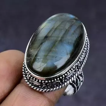Labradorite Gemstone 925 Sterling Silver gift Jewelry Ring Size 7.5 U1q75