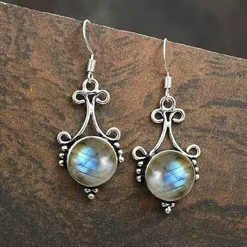 Labradorite Gemstone Earring, Women Earring, Dangle Earring, Gift For her, Designer Earring, Birthstone Gift, 925 Sterling Silver