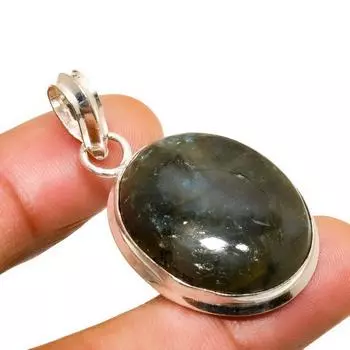 Labradorite Gemstone Handmade 925 Silver Plated Jewelry Pendant 1.62 1.62 чёрный