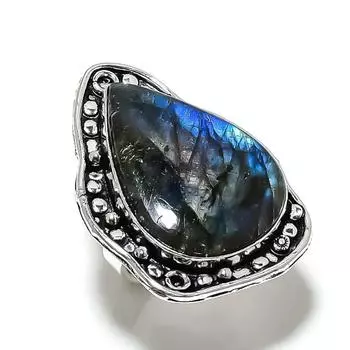 Labradorite Gemstone Handmade 925 Sterling Silver Jewelry Ring Size 6 J8L80