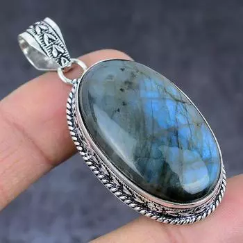 Labradorite Gemstone Handmade 925 Sterling Silver Jewelry Pendant 2.21 t8F39