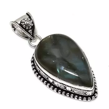Labradorite Gemstone Handmade 925 Sterling Silver Jewelry Pendant 2.17 p7u13
