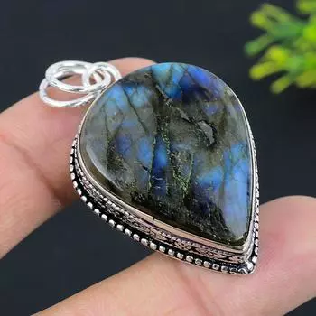 Labradorite Gemstone Handmade 925 Sterling Silver Jewelry Pendant 2.09 q6a46