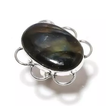 Labradorite Gemstone Handmade 925 Sterling Silver Jewelry Ring Size 6.5 V6l60