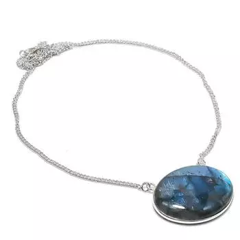 Labradorite Gemstone Handmade 925 Sterling Silver Jewelry Necklace 18 G5o16