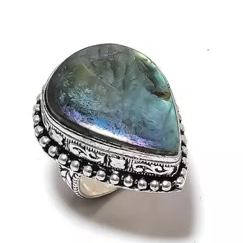 Labradorite Gemstone Handmade 925 Sterling Silver Jewelry Ring Size 8 M9f71