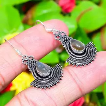 Labradorite Gemstone Handmade 925 Sterling Silver Jewelry Earring 1.73 s7A03