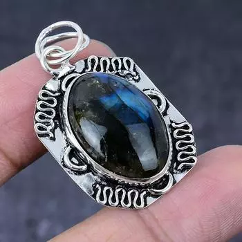 Labradorite Gemstone Handmade 925 Sterling Silver Jewelry Pendant 1.81 B4b50