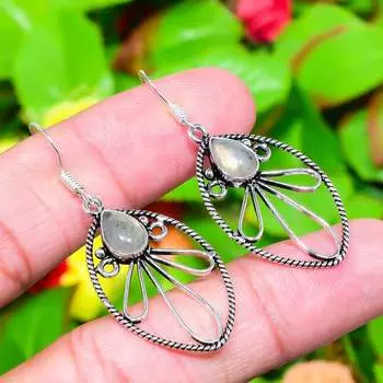 Labradorite Gemstone Handmade 925 Sterling Silver Jewelry Earring 2.01 O6T60