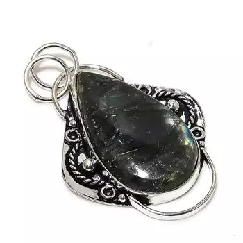 Labradorite Gemstone Handmade 925 Sterling Silver Jewelry Pendant 2.17 s8t54