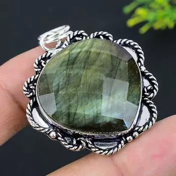 Labradorite Gemstone Handmade 925 Sterling Silver Jewelry Pendant 2.01 B7h20