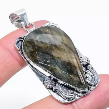 Labradorite Gemstone Handmade 925 Sterling Silver Jewelry Pendant 2.21 A9I46