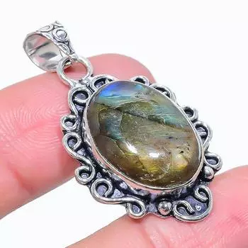 Labradorite Gemstone Handmade 925 Sterling Silver Jewelry Pendant 1.62 m4A82