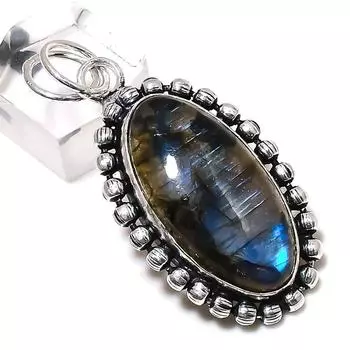Labradorite Gemstone Handmade 925 Sterling Silver Jewelry Pendant 2.09 M3B88