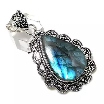 Labradorite Gemstone Handmade 925 Sterling Silver Jewelry Pendant 2.44 s5P77