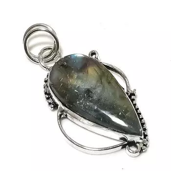 Labradorite Gemstone Handmade 925 Sterling Silver Jewelry Pendant 2.13 r3K12