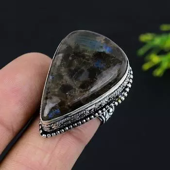 Labradorite Gemstone Handmade 925 Sterling Silver Jewelry Ring Size 7.5 i0M83