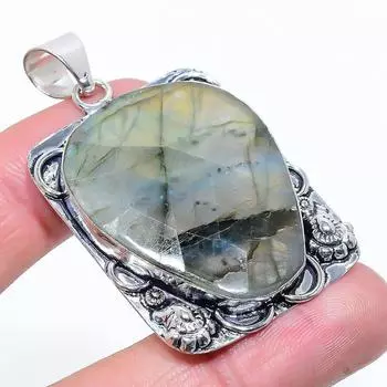 Labradorite Gemstone Handmade 925 Sterling Silver Jewelry Pendant 2.21 d7y20
