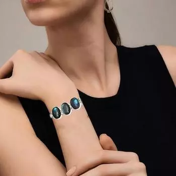 Labradorite Gemstone Unisex Women s Ethnic Silver Jewelry Bracelets 7-8