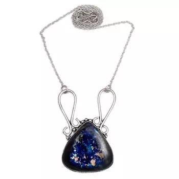 Labradorite Necklace Blue Silver Natural Beads Gifted Pendant Cts