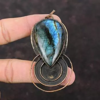 Labradorite Pendant Copper Pendant Natural Labradorite Jewelry Handmade Gemstone Pendant Unique Copper Jewelry Gift For Him Stylish Pendant