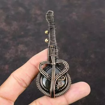 Labradorite Pendant Copper Wire Wrapped Pendant Handmade Pendant Gemstone Jewelry Guitar Pendant Copper Wire Jewelry Gift For Her Mother