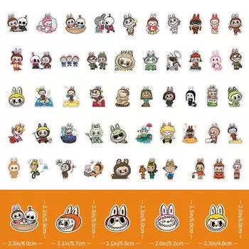 Labubu Monster Cartoon Waterproof Stickers Pack Cute Water Bottle Laptop Skateboard Scrapbook Anime Accessories
