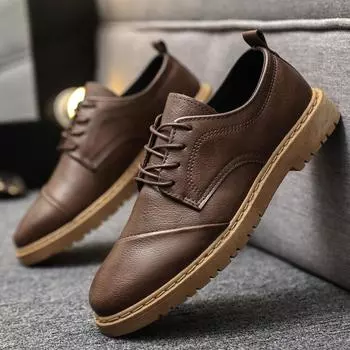 Lace Up Light Men s Work Shoes for Men Comfortable Men s Casual Shoes Soft Fashion Man Sneakers Leather 6.5
