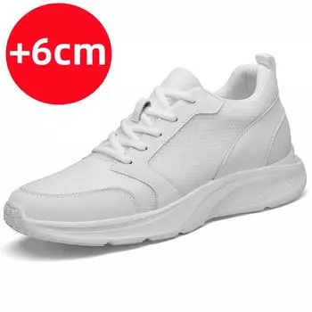 Lace-Up Male Shoes Breathable Men Genuine Leather Casual Shoes Fashion Men Sneakers Comfortable Hot Sale for Men Elevator Shoes 36 чёрный