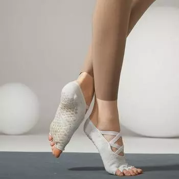 Lace-up Yoga Socks Finger Open Toe Non-Slip Socks Professional Women s Foot Protection Pilates Socks Thin Fitness Exercise Toe Socks Multi-band Ash