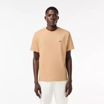 LACOSTE Мужская футболка классического кроя с круглым вырезом [бежевый]