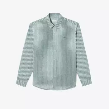 LACOSTE Мужская льняная рубашка в полоску [Зеленый] 040