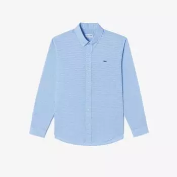 LACOSTE Мужская новая льняная рубашка в клетку [Синий] 040