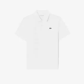 LACOSTE Мужская однотонная рубашка-поло с короткими рукавами для гольфа [белый]