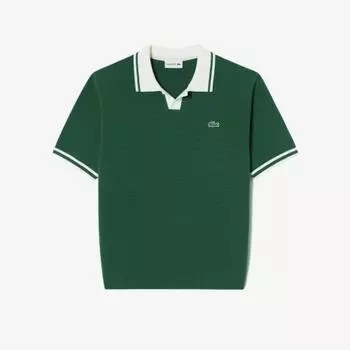 LACOSTE Мужской свитер-поло с воротником соответствующего цвета [Зеленый]