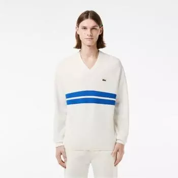 LACOSTE Мужской свитер с V-образным вырезом [Белый]