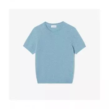LacoSte Women S Alpaca Wool Short Sleeve Sweater [light Blue] 034