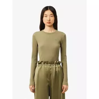 LacoSTe Women S Ribbed Slim FiT Long Sleeve T ShirT Tf1692 54n Bmy q2nTf1692 54nBmy 036