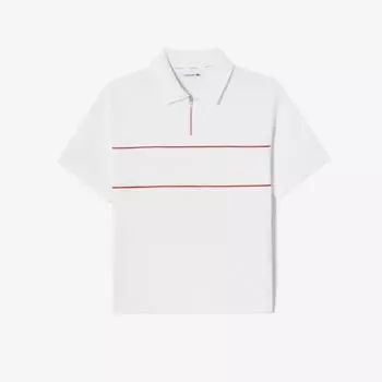 LACOSTE Женская толстовка на молнии с короткими рукавами [Off White] 034
