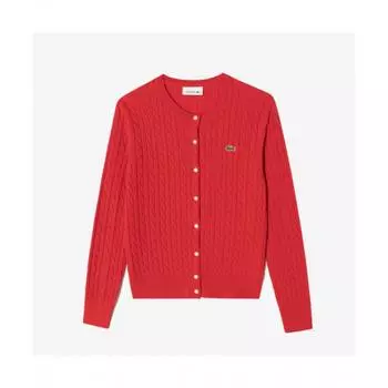 Lacoste Женский кардиган с круглым вырезом и косами [красный]